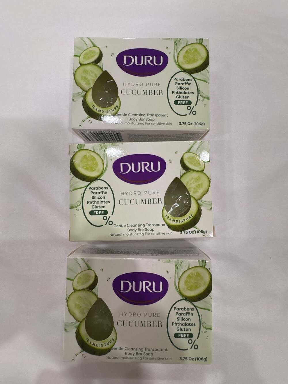 Duru Hydro Pure Cucumber Gentle Cleansing Transparent Body Bar Soap (Pack of 3)